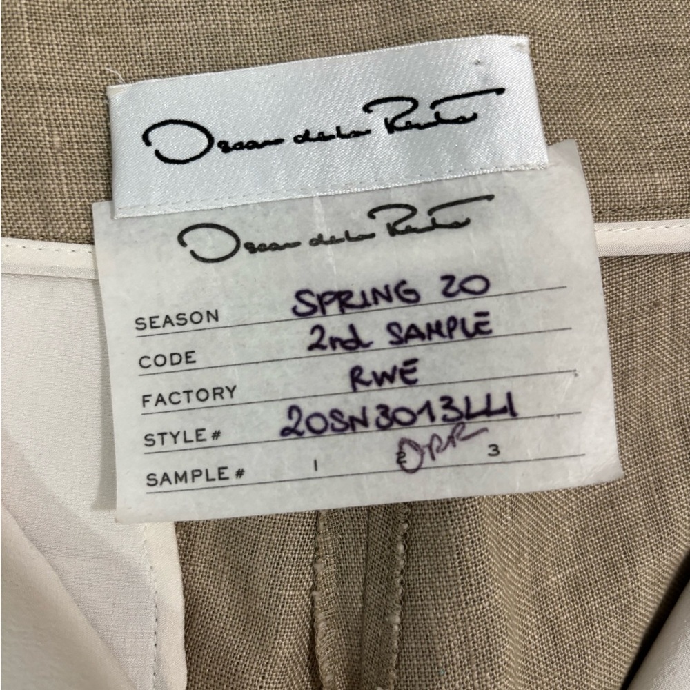 Oscar de la Renta Beige and Cream Tailored Linen Piece